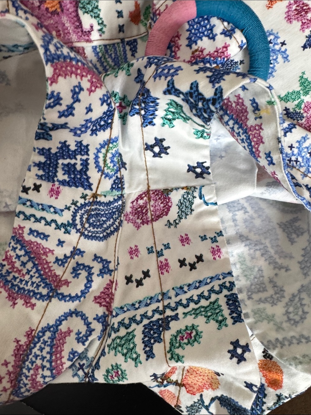 FARM Rio White High-Waist Shorts with Multicolor Floral Embroidery - Picture 4 of 4